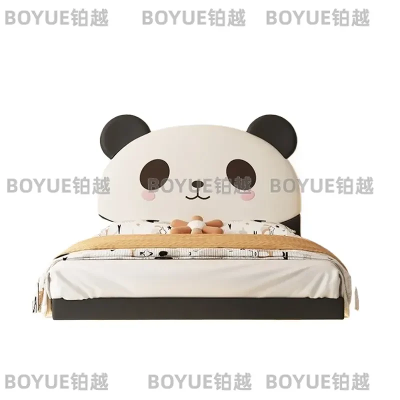 Panda Kids Floating Bed Solid Wood Luminous Soft Mattress for Boys Girls Small Space 1.5m Hanging Design Bedroom Furniture