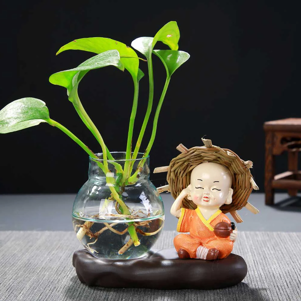 مزهرية زجاجية لطيفة على شكل رسوم كرتونية مزهرية زجاجية شفافة للنباتات وعاء نباتات حديث زينة لسطح المكتب لغرفة الدراسة المنزلية #2
