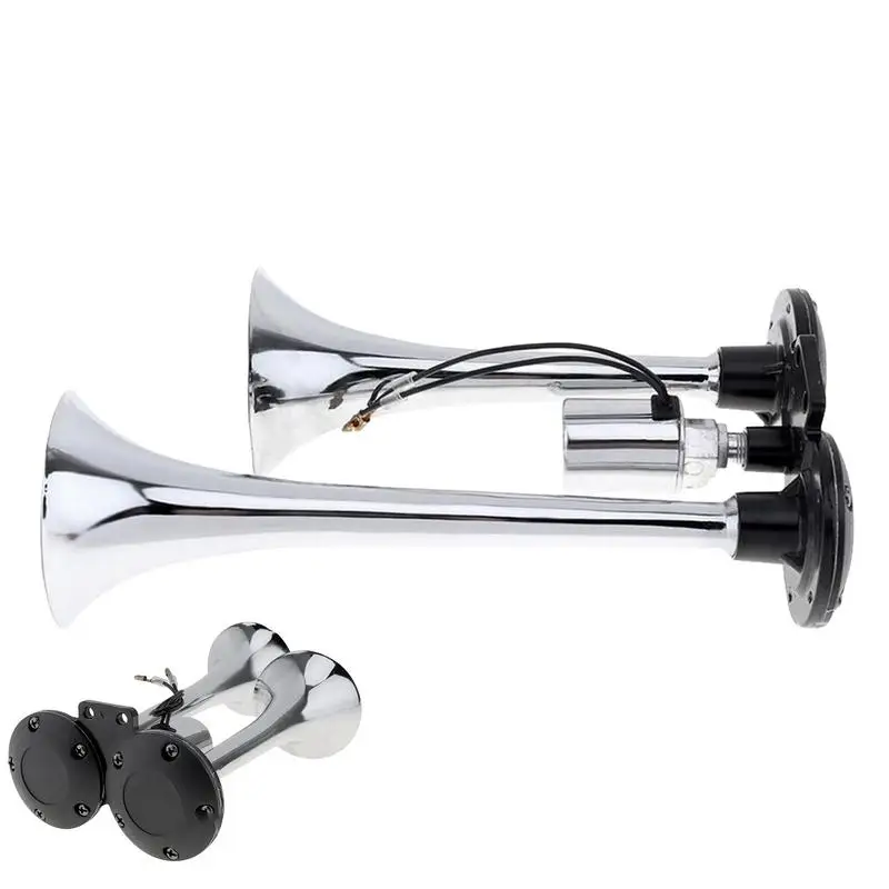 

Semi Truck Air Horn Car Air Horn Dual Trumpet 150db Super Loud Motorcycle Train Horn Electric Impact Air Horn For Any 12/24v