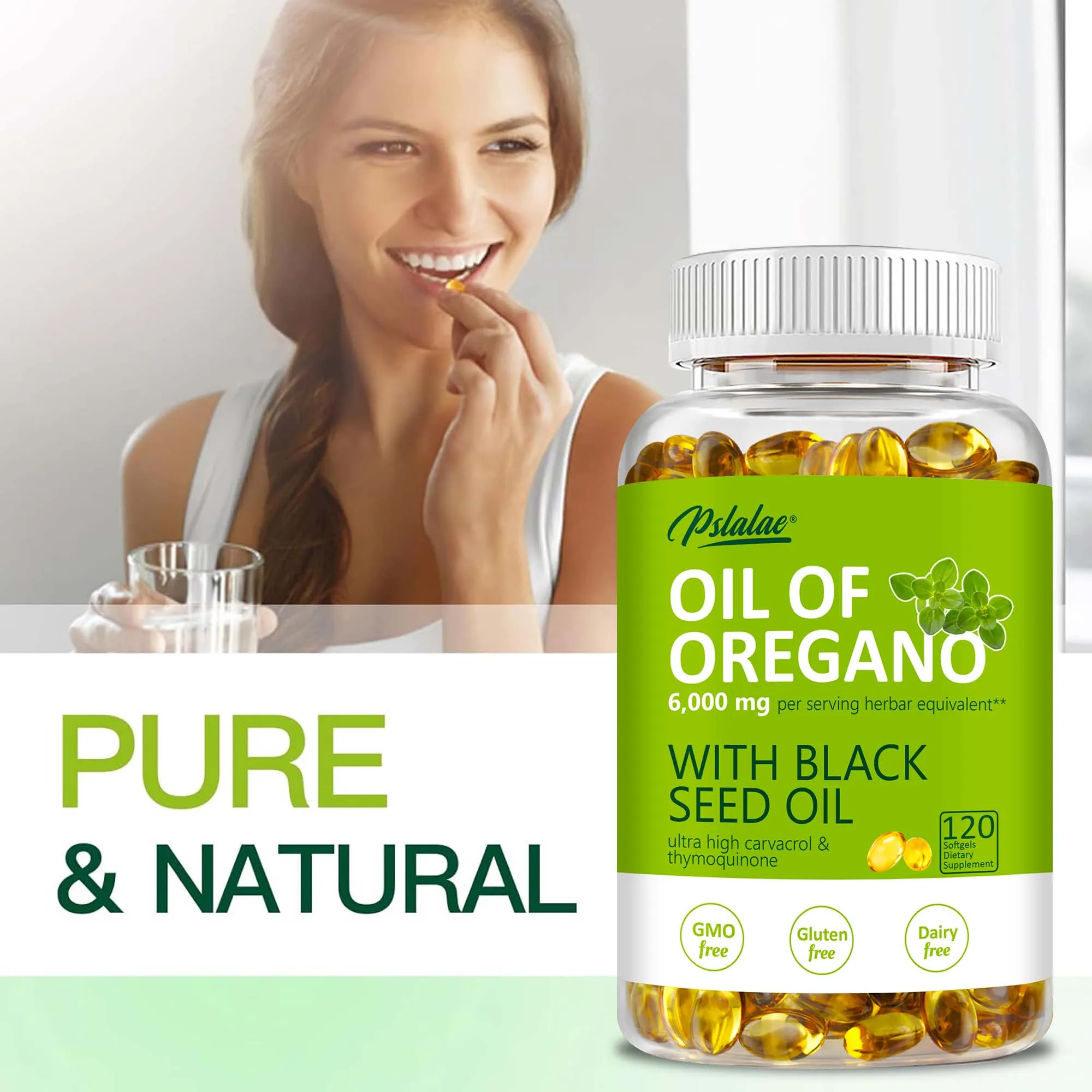 Oregano Oil Softgels 6000mg - Natural Antioxidant, Immune Support, Promotes Gut & Digestive Health, Balances Intestinal Flora