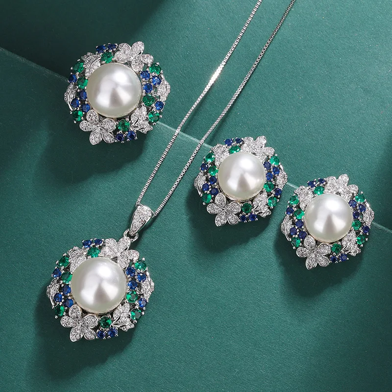 

one set pearl Shell white round flower 14mm pendant necklace/earrings/Ring