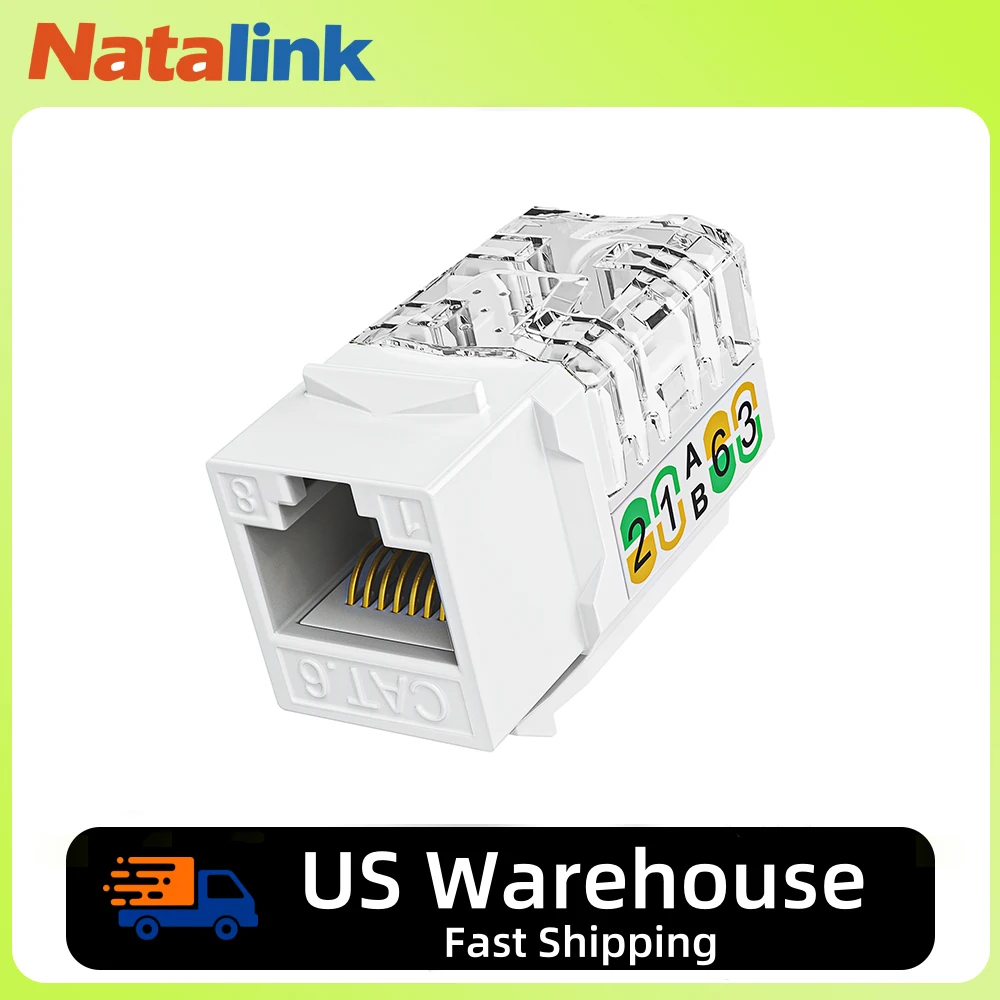 

Natalink RJ45 Cat6 Keystone Jack Тонкий профиль Ethernet Punch Down 90-градусный адаптер Keystone Jack 10 Гбит/с Модульные Ethernet-разъемы