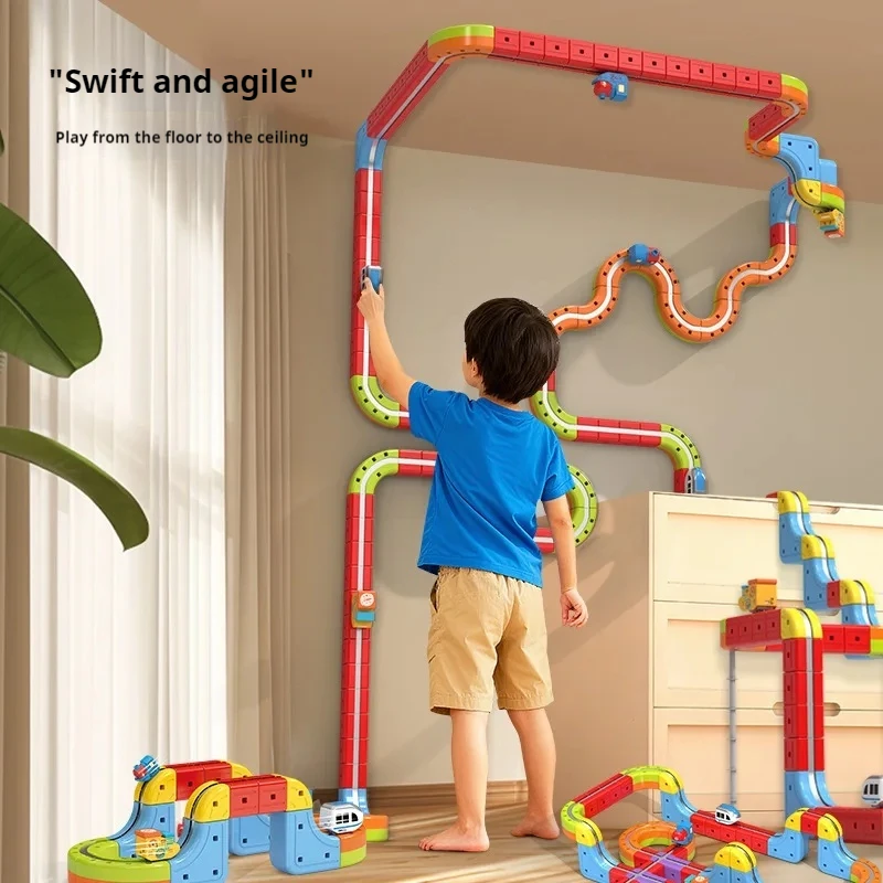 

Электрический магнитный набор поездов, детские развивающие сборки своими руками, строительные блоки, 3D модель железной дороги, высокоскоростной поезд, игрушка