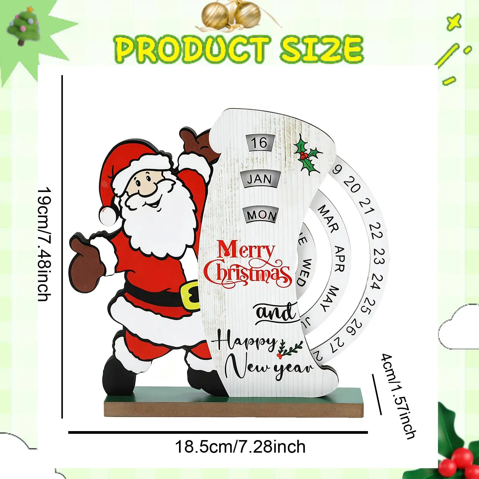 

Christmas Advent Calendar Rotatable Acrylic Wood Tabletop Decoration Unique Countdown Calendar for Holiday Gifts and Home Decor