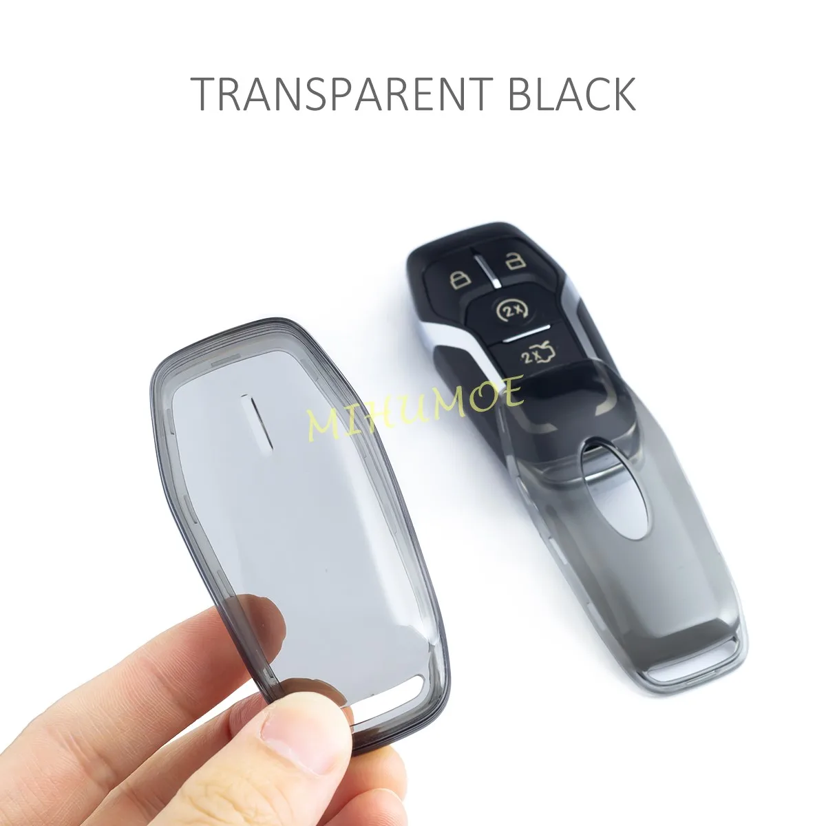 For Ford Explorer Fusion F-150 Edge Mustang Lincoln Mondeo MKZ MKC MKX Black Transparent Smart Car Key Fob Case Cover Keychain