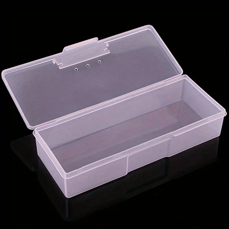 Limpar Cuboid Nail Art Storage Box, Nail Acessórios Organizador, Recipiente de plástico, Embalagem Case para Pen Brush File, Manicure Ferramentas