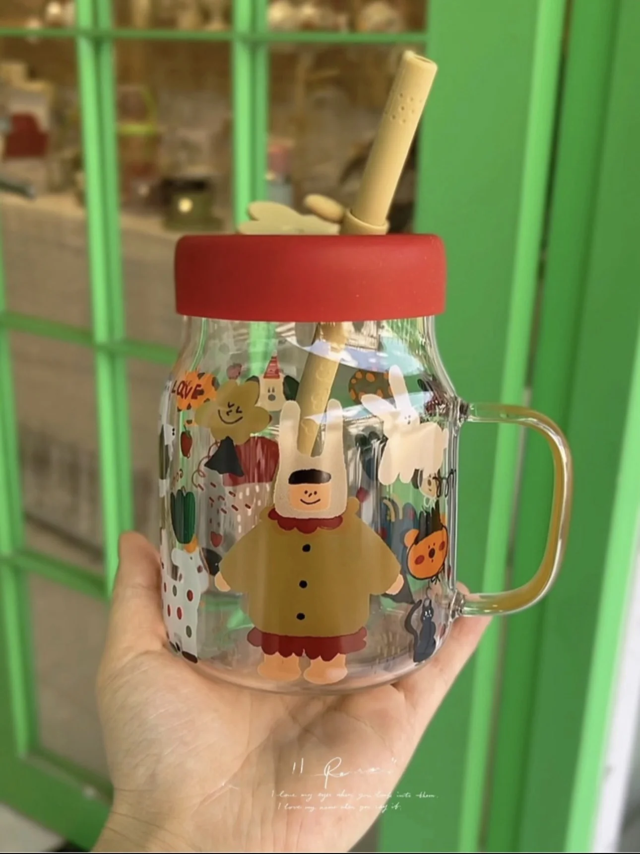

Creative Cute Girl's High Borosilie Glass St Cup with Lid Lovely Water Bottle Warm Hand Gift from YueMeng Foodware
