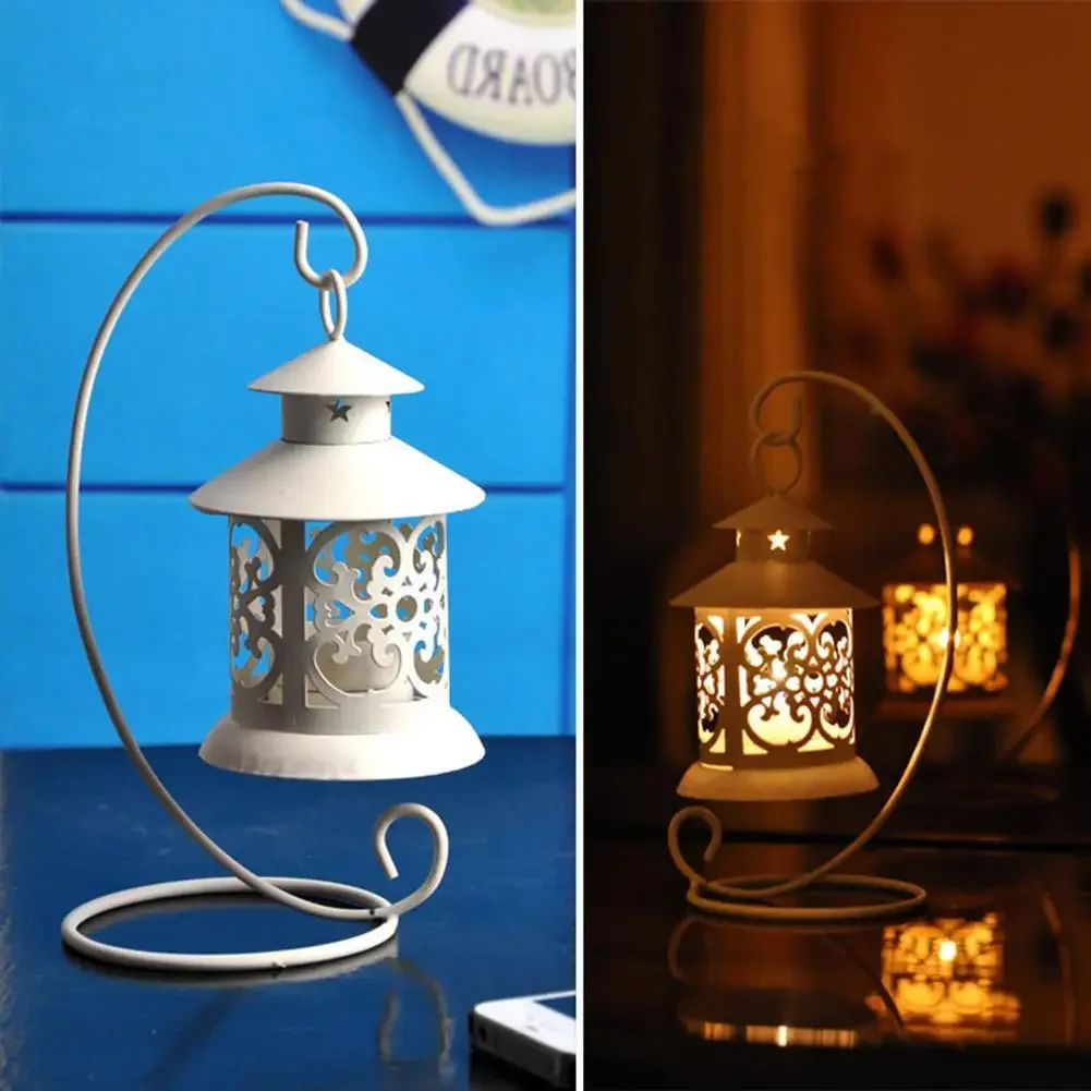 Hanging Candlestick Wrought Iron Art Candle Tealight Holder Vintage Hollow Out Lantern Tabletop Wedding Home Decoration