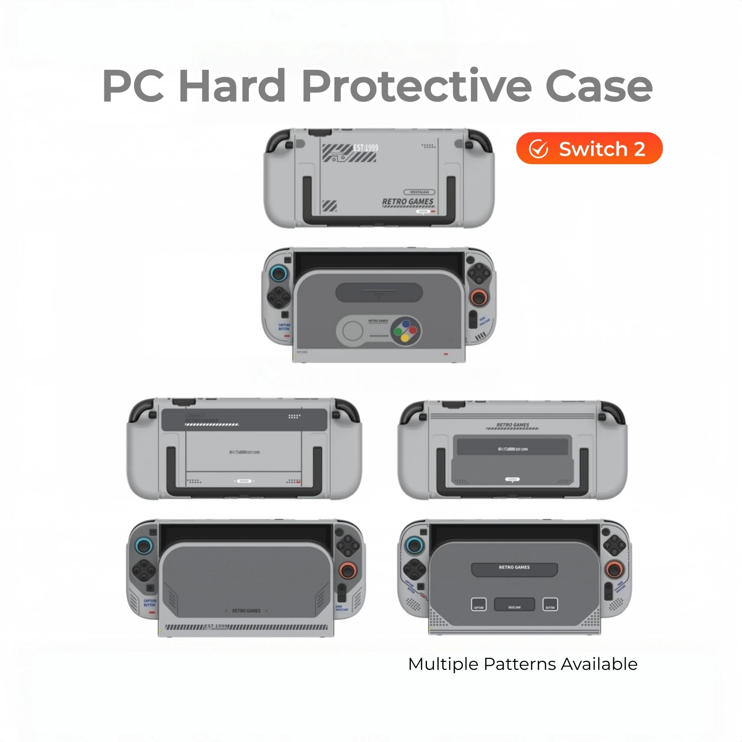 Retro PC Hard Case Set for Switch 2–Full Body Protective Shell Cover with Joy-Con/Dock Faceplate, Dockable, Matte Finish