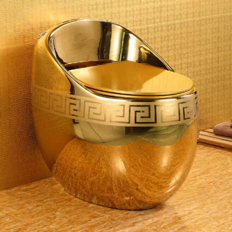 

Унитаз Golden-Style Arctic Swirl Luxury Gold Flush, большой, с защитой от запаха