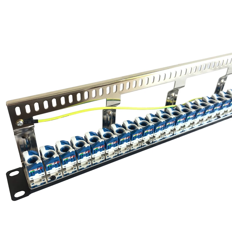 Panel Patch Tanpa Alat dengan 24 Colokan Soket Modul Jack Keystone CAT6 RJ45 Bebas Alat untuk Braket Internet Rak 19 "Inci