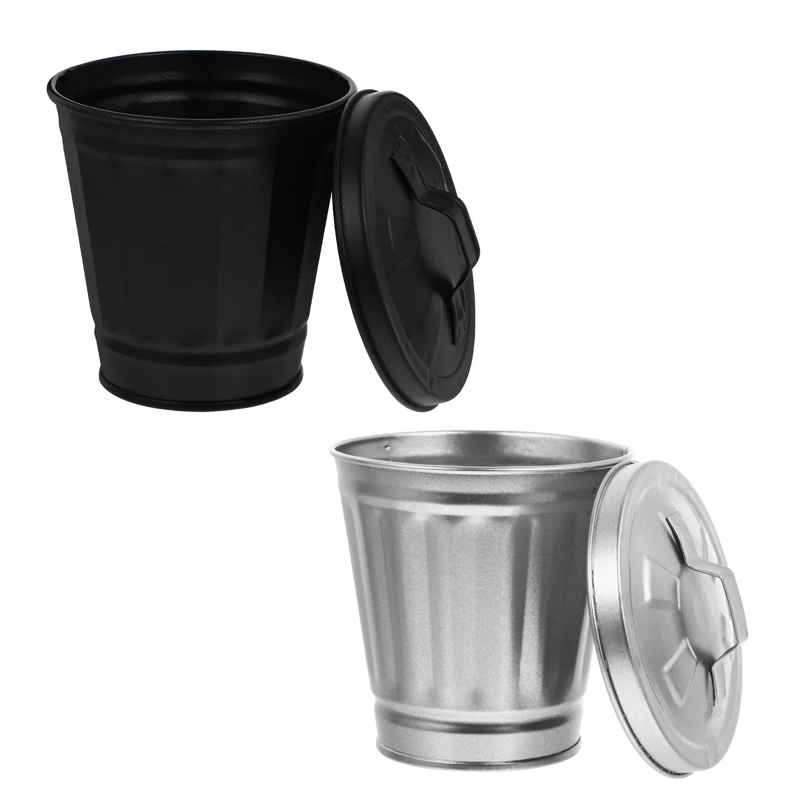 Mini  Small Can Metal Pot Car Pail Bin Trash Desktop Galvanized 2 Garbage Flowerpot Iron