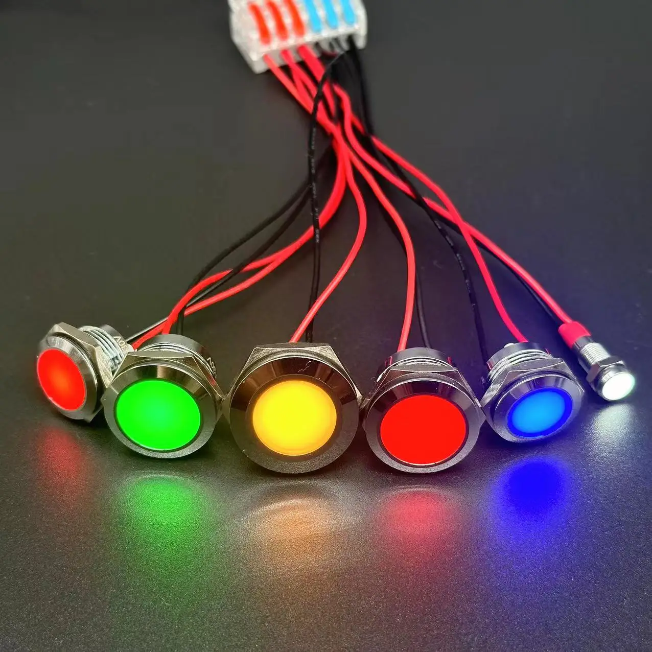 6/8/10/12/16/19/22MM LED Metal Indicator Light Waterproof Signal Light With Wire 3V 5V6V12V 24V 220V Red/Yellow/Blue/Green/White