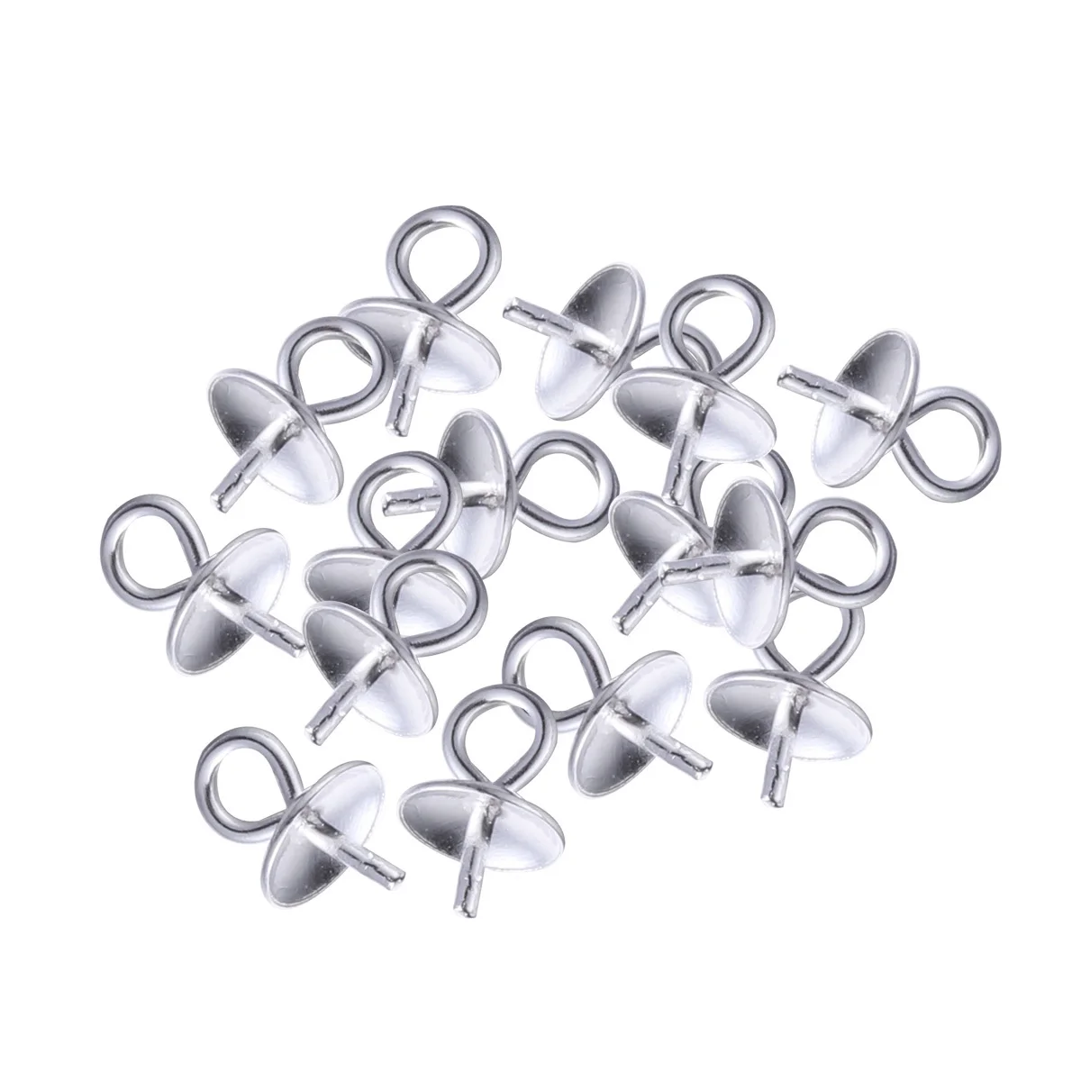 20Pcs 4mm Pearl Cup Pendant Connectors Silver Jewelry Making Findings for Crafting Beautiful Necklace Bracelet Designs