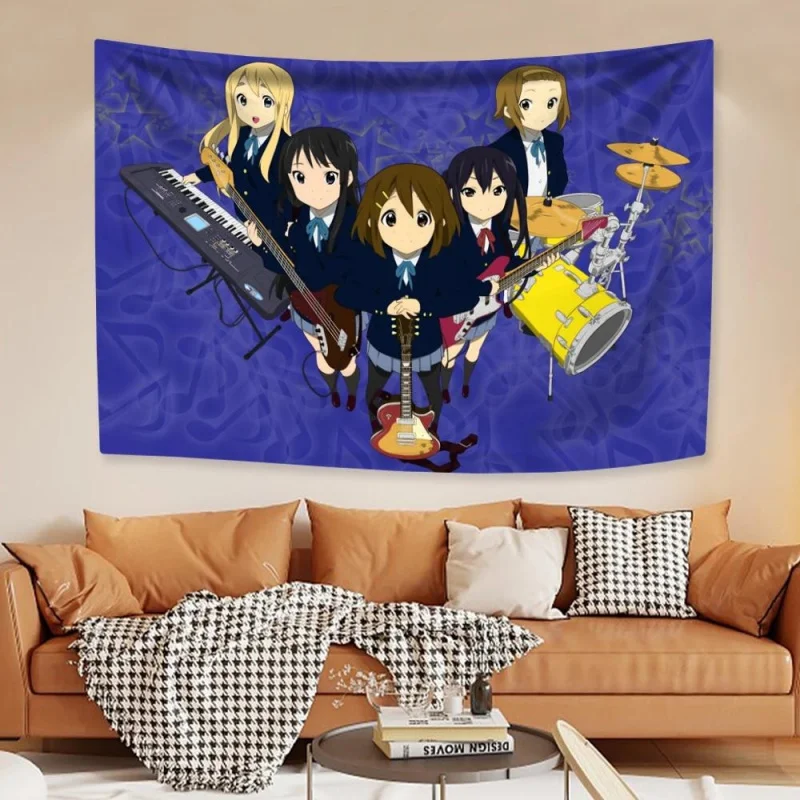 K-On! Anime Wall Tapestry Ho-kago Tea Time Girls School Uniform Music Band Wall Hanging for Bedroom Dorm Room Decor