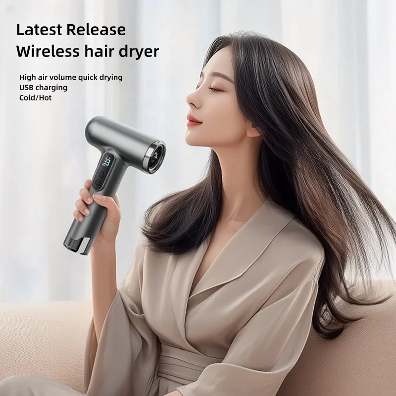 New Cold/Hot Wireless Hairdryer for Home/Children/Dormitory/Travel Essential USB1 Charging Wireless Hairdryer