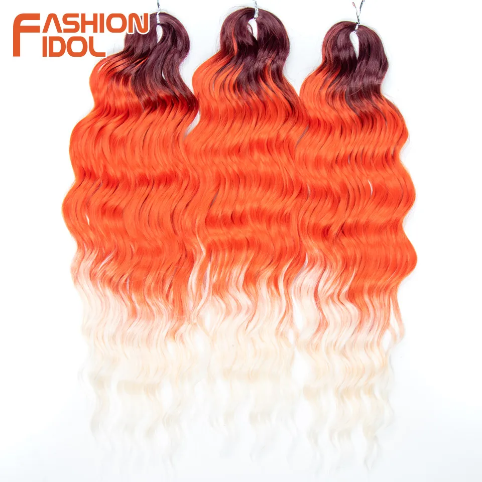 Anna 24-inch synthetisch haar Watergolf Vlechten Haarextensies Ombre Blonde Diepe Golf Afro Curl Twist Gehaakt haar voor dames