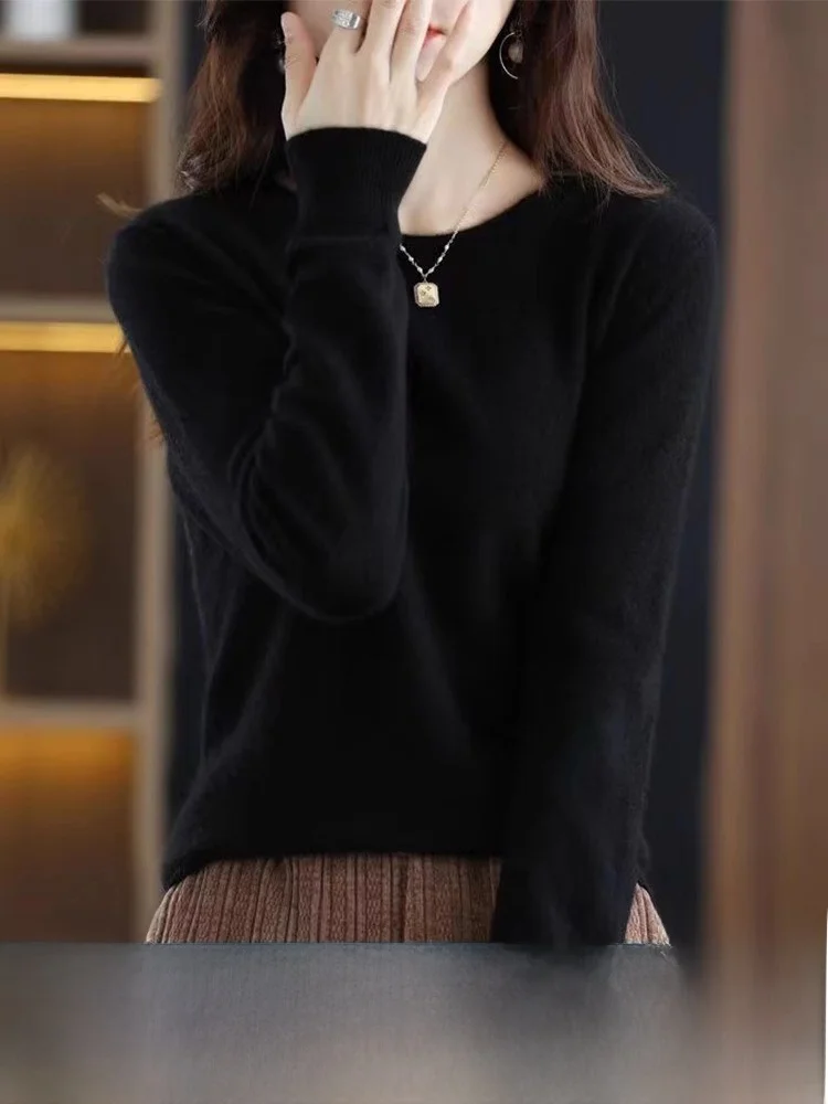 Slimming Effectiven Low round Ne Loose Knitted Wool Sweater Autumn Winter New Sle Women's Faion Straight Cut Base irt