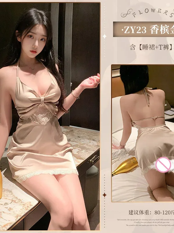 Feimu Pure Charm Deep V Neck Backless Strap Hot Nightdress Sexy Dress Elegant Tank Mini Dress Hot Sexy Korean Women Tops KEF6