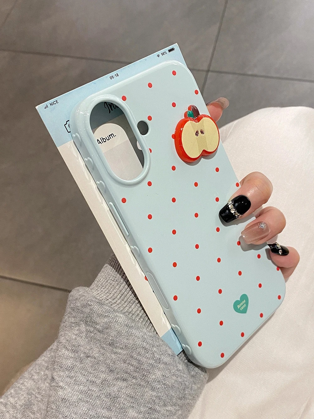 الكورية الأحمر منقطة لطيف ثلاثية الأبعاد شرائح أبل جراب هاتف آيفون 13 14 16 15 17 برو ماكس للصدمات واقية لينة غطاء