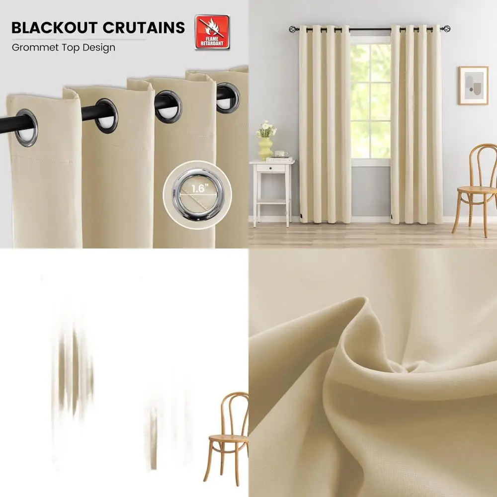 

Огнестойкие теплоизоляционные шторы для классов, бежевые, 52x84 дюйма (2 панели)