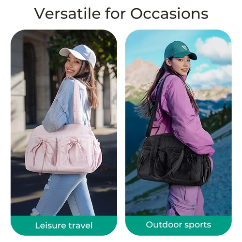 Imagen 2 del producto BAGSMART Bolso Boston para mujer, bolso de lona con bolsillo húmedo, bolso de hombro impermeable para fin de semana de playa, artículos esenciales de viaje para llevar