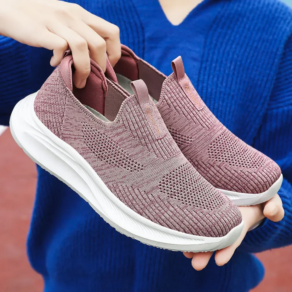 2025 Spring Women Sports Shoes Summer Breathable Lightweight Slip-on Casual Shoes Non-slip Wear-resistant Walking Running Shoes