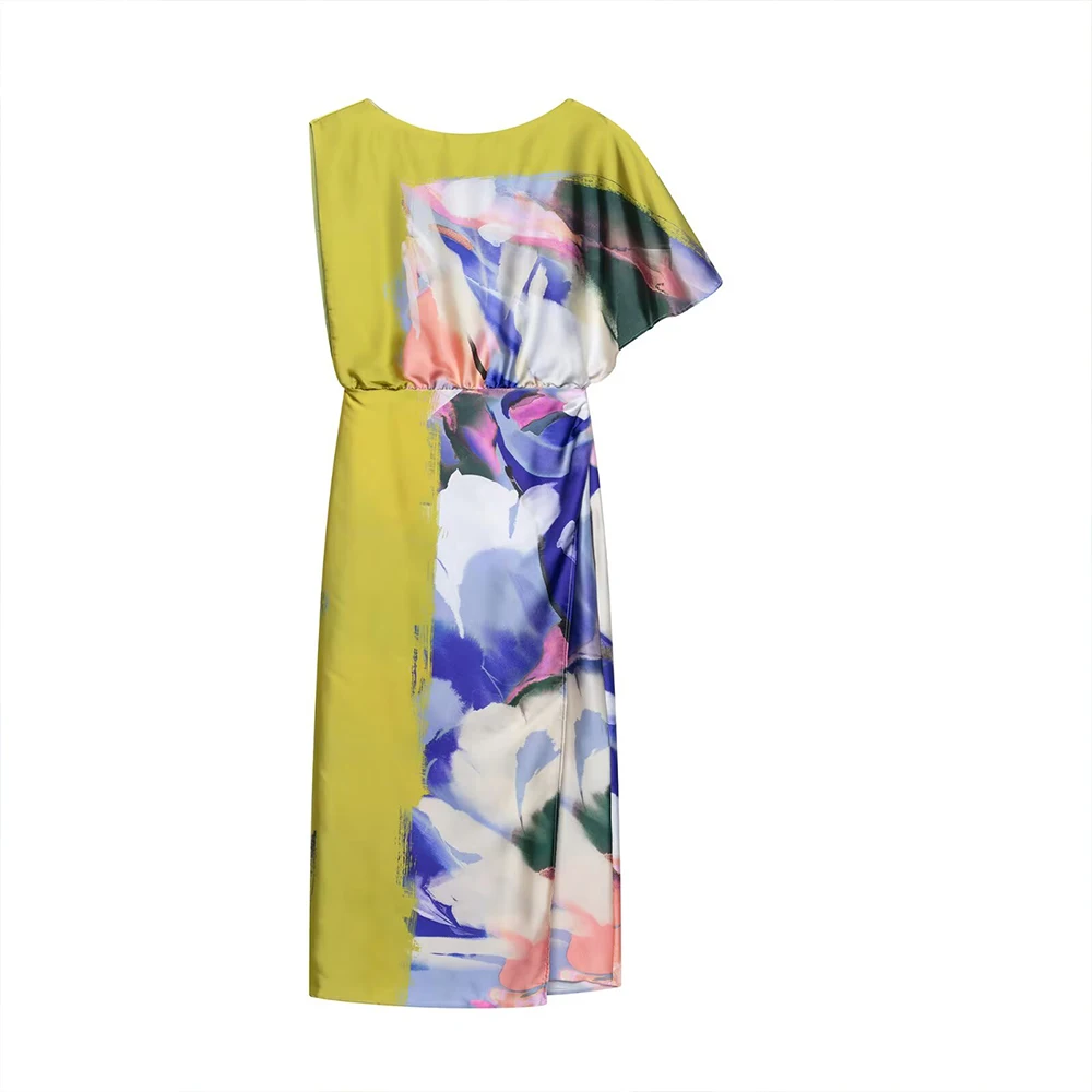

2025 New Women's Clothing European and American Style Fashion Versatile Temperament Design Sense Printed Dress