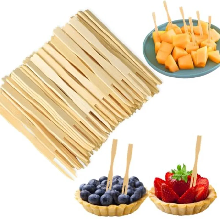 

700 Pcs Bamboo Appetizer Forks Mini Toothpicks for Appetizers 3.5 Ih Picks Bamboo Forks Wooden Forks Food Picks for Cocktail Pa