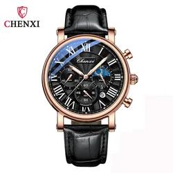 2023 Fashion Chenxi Top Brand Man Luxury Leather Date Quartz Clock Male Waterproof Chronograph Men Watch Business Wrist Watches