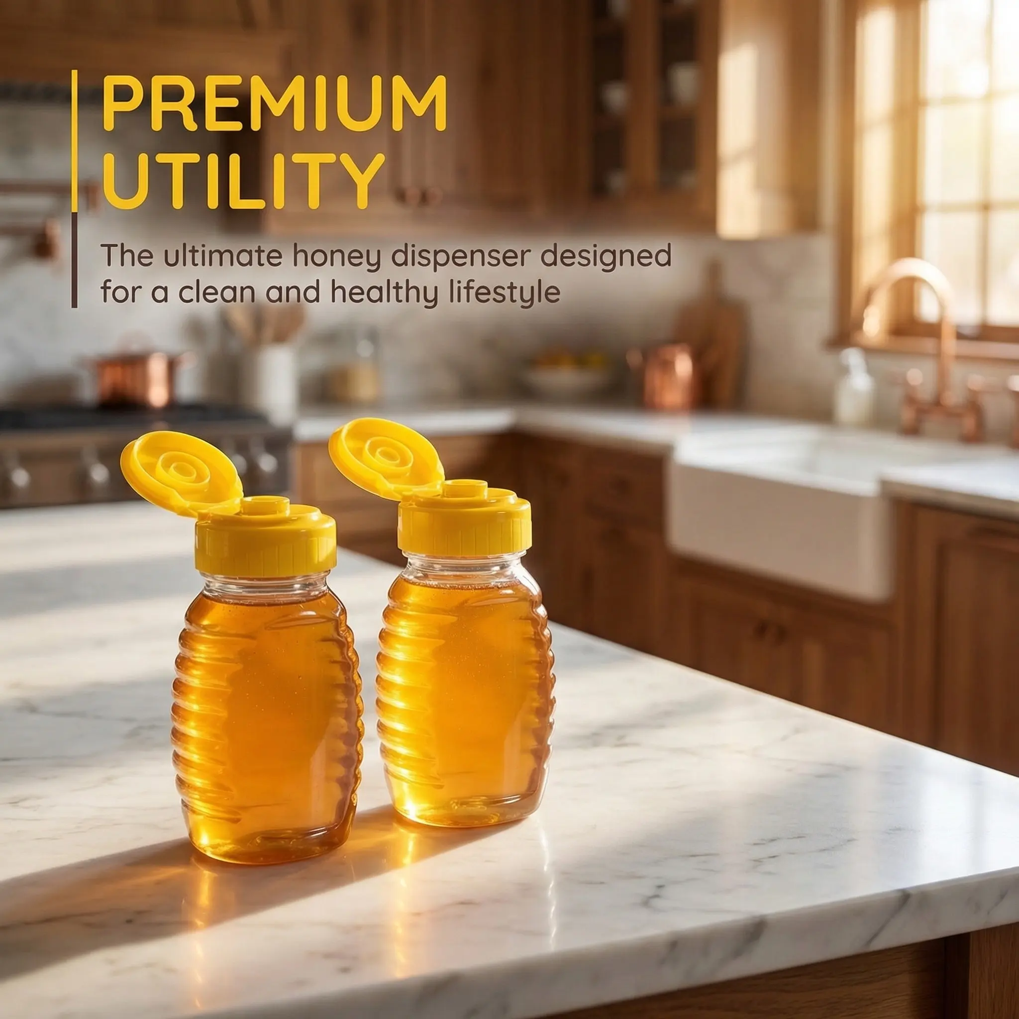 2Pcs 108Ml Refillable Squeeze Honey Bottle Leak-Proof Transparent Condiment Dispenser for Kitchen Cafe Restaurant Maple Syrup