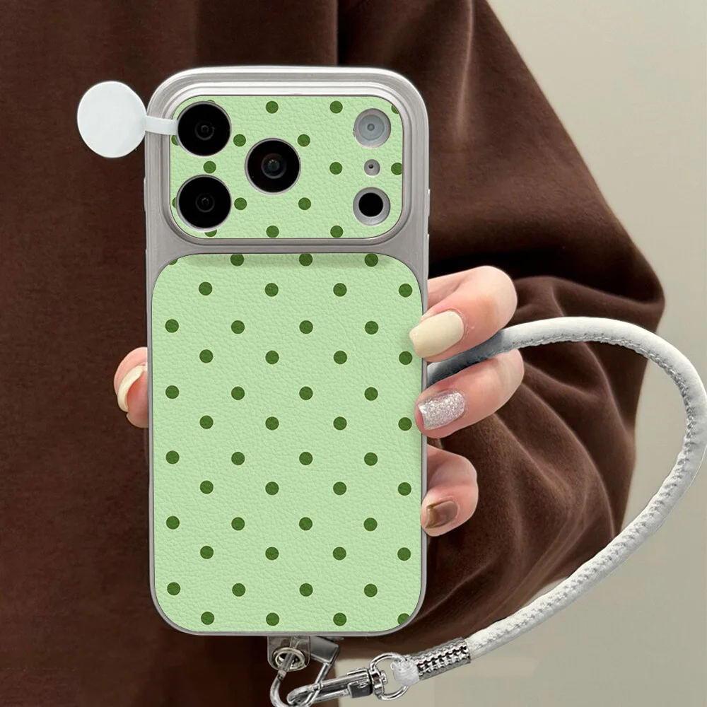 Green Polka Dot Phone Case For iPhone 18 Pro Max 17 16 15 Pro 11 12 Pro 13 14 Pro Max Shockproof Bumper Protective Back Cover