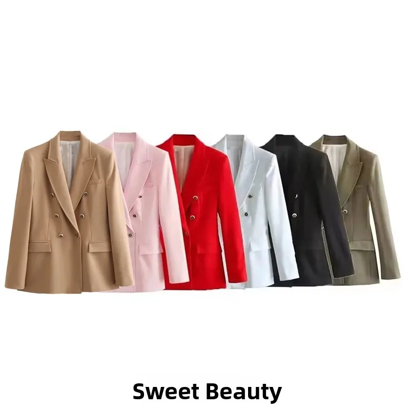 

Женский свободный костюм Street Sle с лацканами и пуговицами, длинный све, однотонный, весна 2023, китайское производство