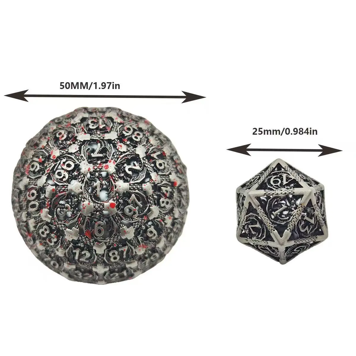 

100-sided Dragon Metal dice D100 hollow TRPG for Dungeons & Dragons COC tabletop role-playing game RPG DND large dice D100