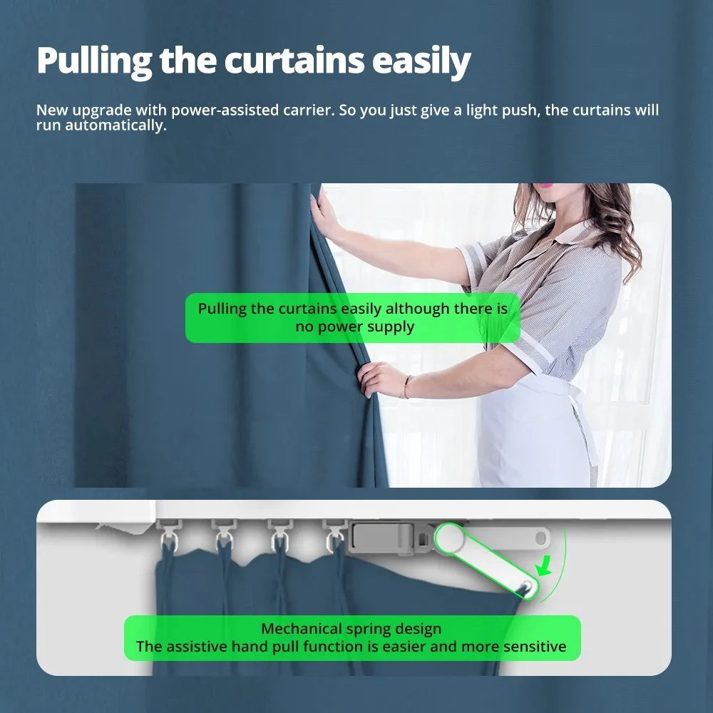 Zemismart Matter Over Thread Smart Motorized Curtain with Splicing Track Beltless Design Homekit SmartThings Google Home Control