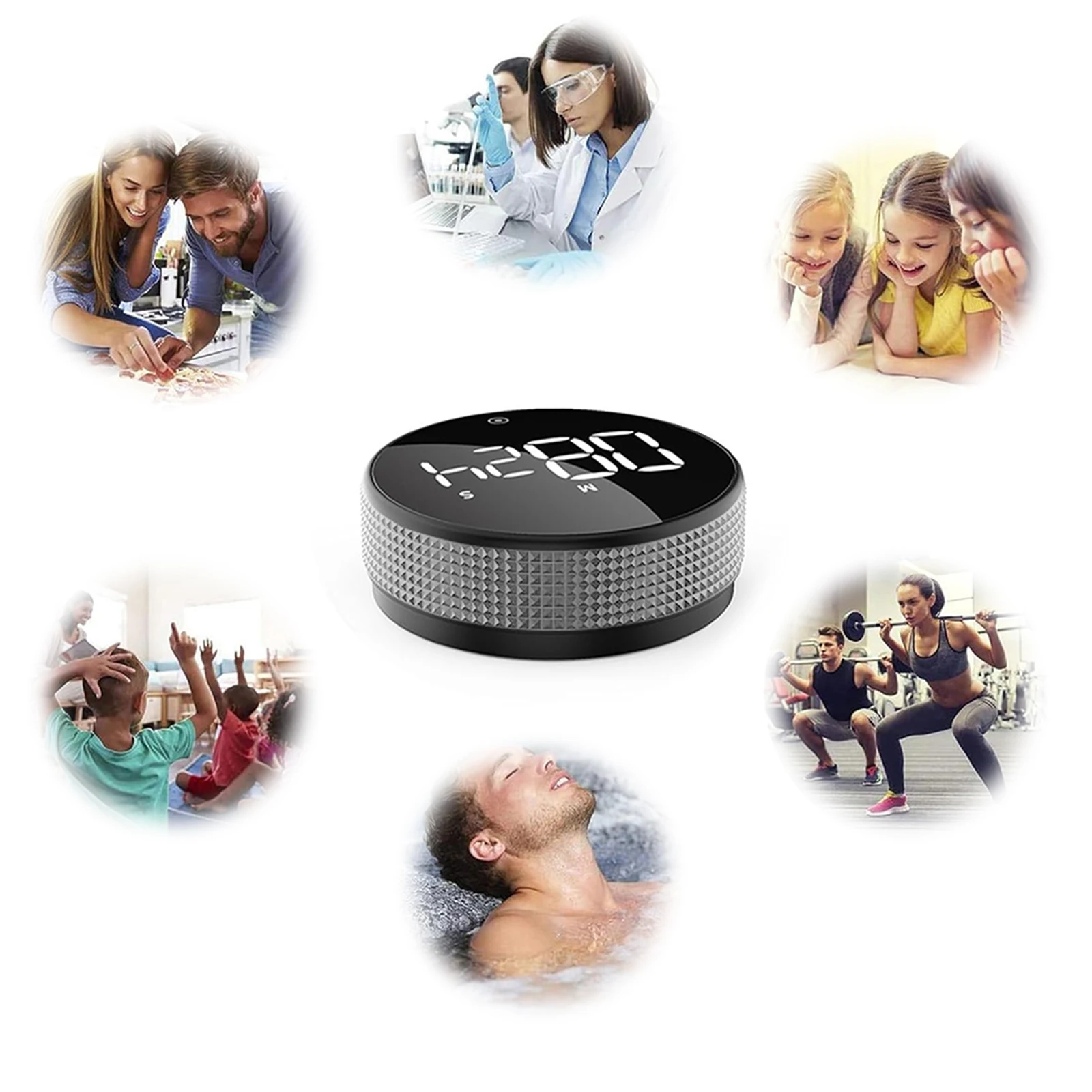 Kitchen Timer Adjustable Angle LED Magnetic Timer Multi-Function Electronic Timer Rotating Countdown Clock for Sports Studying
