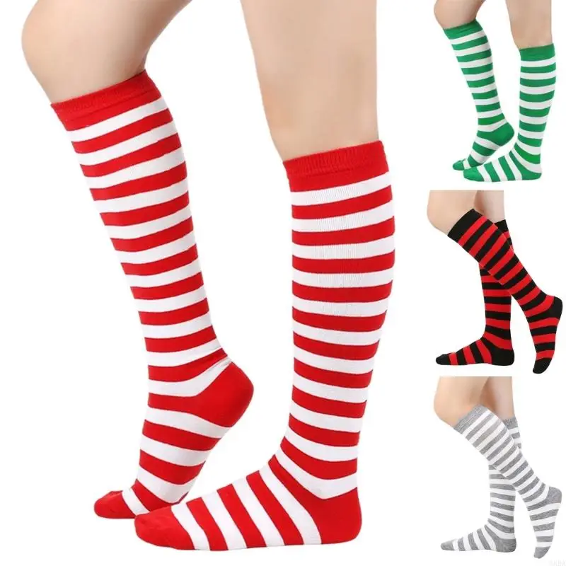 

Womens Knee Highs Socks Stripe Long Tube Socks Athletic Stockings Halloween Cosplay Costumes Knee Highs Stockings Gift 6XDA