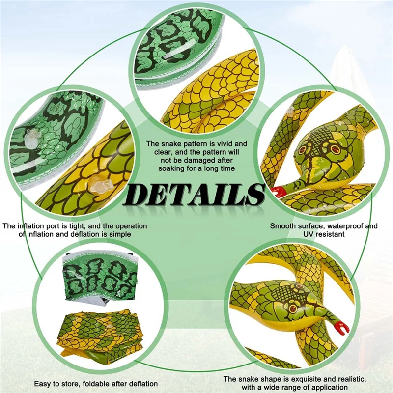A47F-Serpente gonfiabile per false serpenti gonfiabili per oggetti di scena da giardino per spaventare uccelli scoiattoli