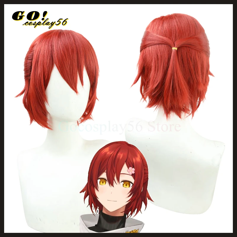 

Vtuber Hololive Hanasaki Miyabi Cosplay Wig Holostars YouTuber Short Red Hair Idol Role Play Headwear