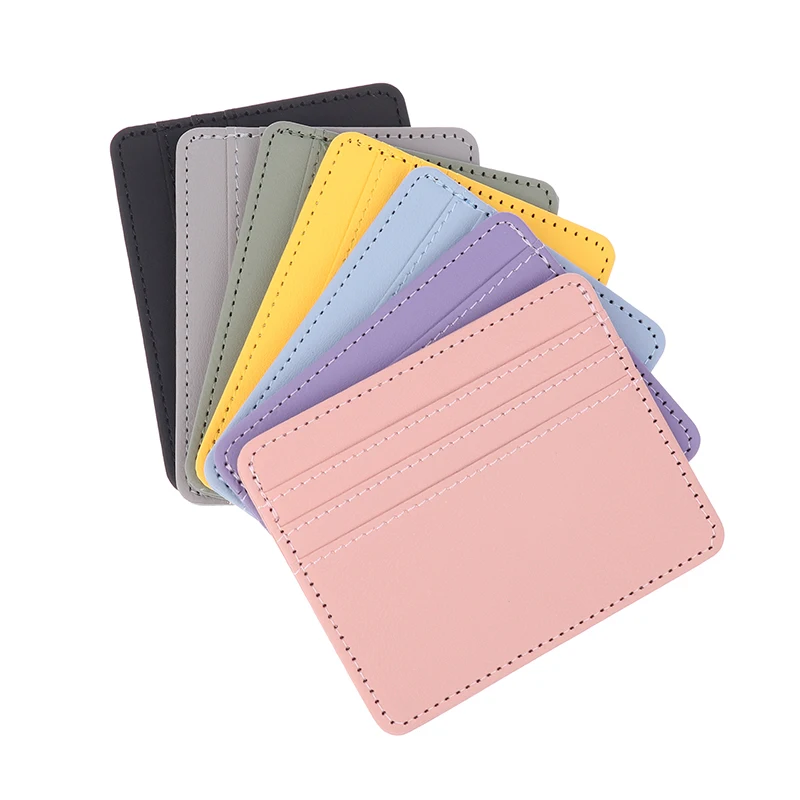 Mini Ultra-thin Leather Wallet 4 Slots Cardholder Slim Bank Credit Card Holder Men's Business Small ID Case For Women Purse