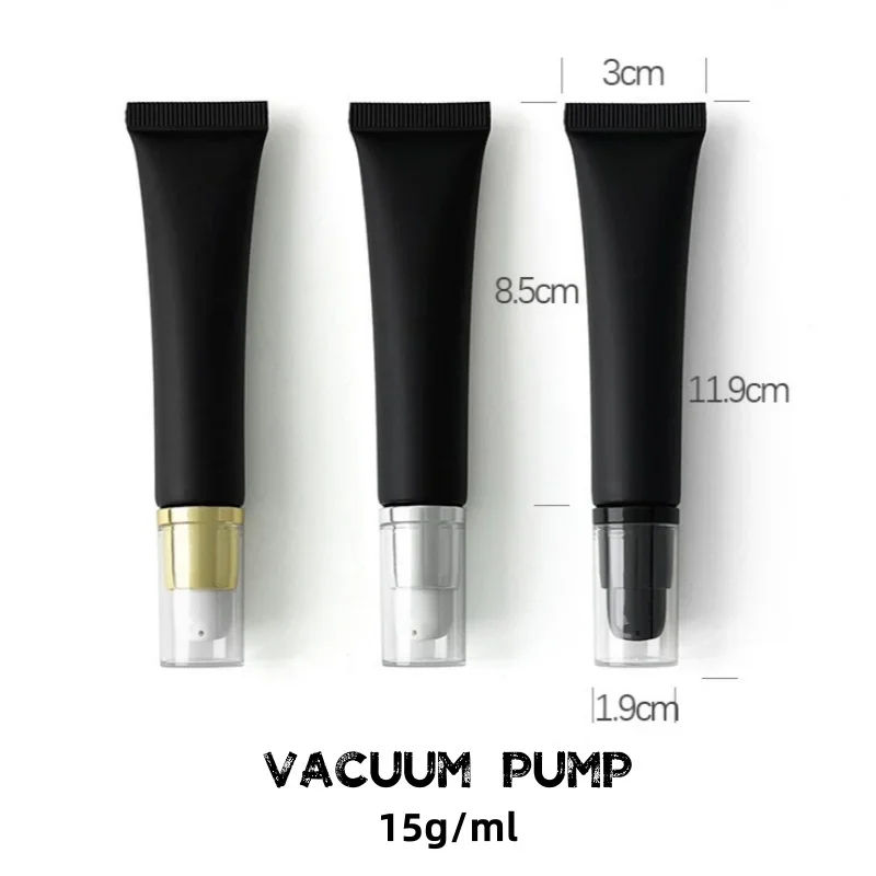 

10Pcs Black Matte Cosmetic Squeeze Tubes 15g/ml for Lipstick Eye Cream Lotion Essence Vacuum Massage Empty Refillable Bottles