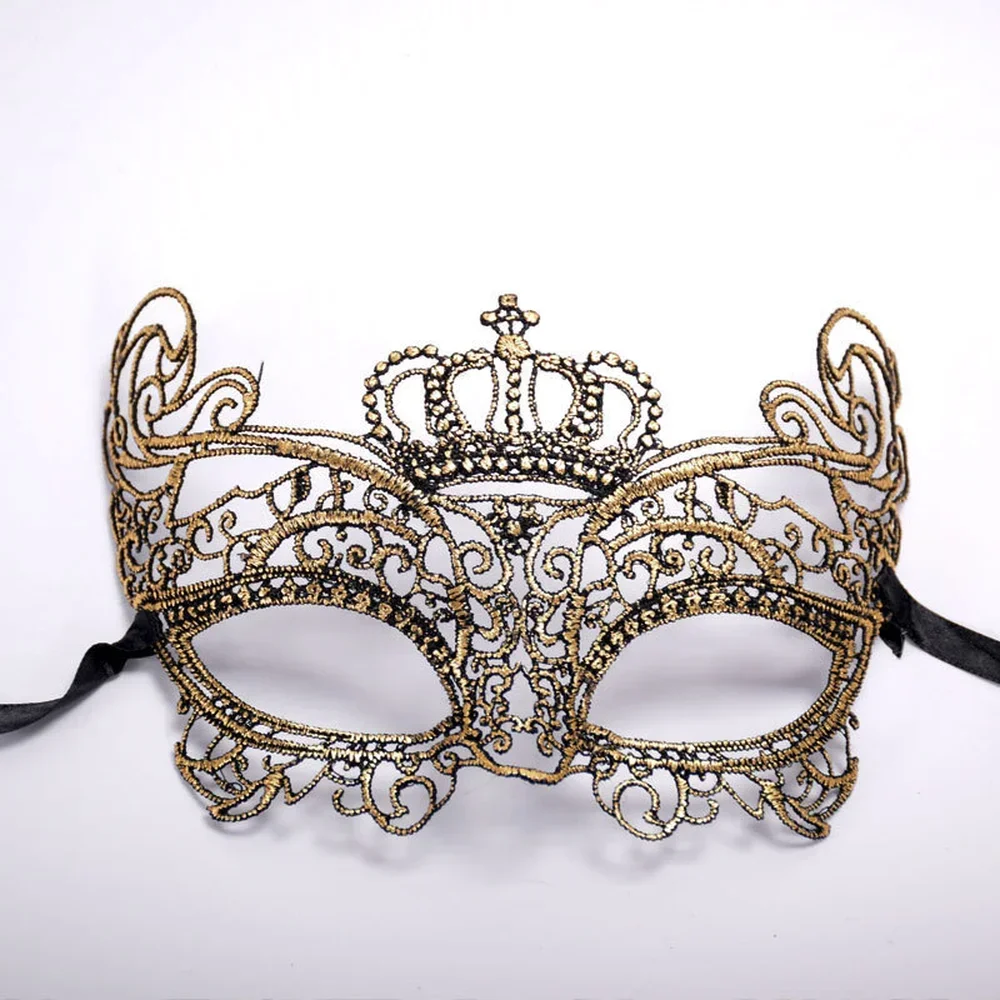 Gold Lace Venetian Cutout Eye Mask Ladies Lace Masquerade Party Masques for Carnival Gras Masque Halloween Masks Prom Supplies
