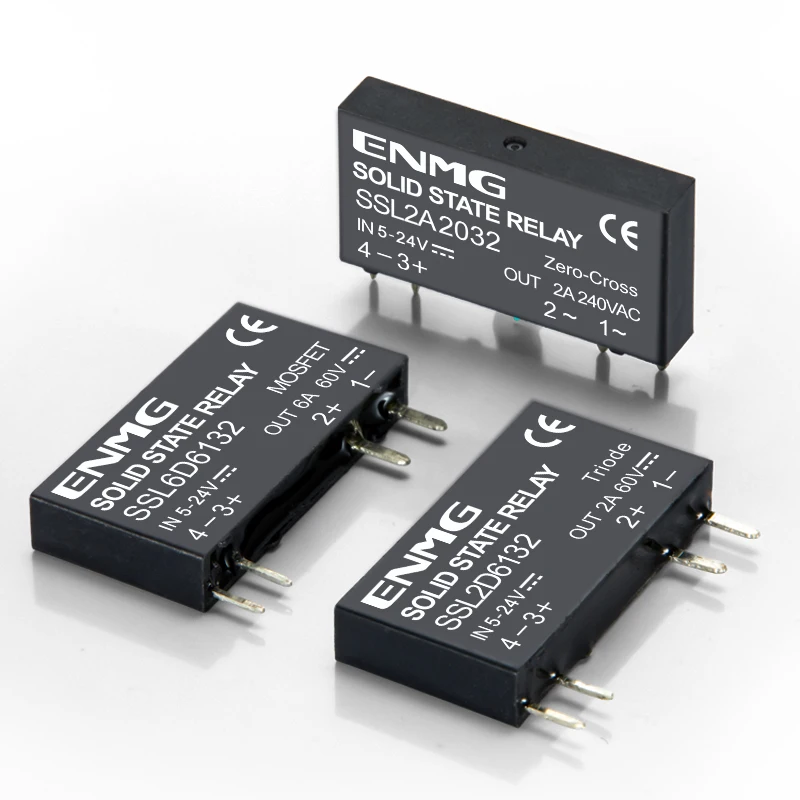 ENMG 1Pcs Slim Relay Modules DIN-Rail SSR Solid State Relay Integrated PCB 6A 2A DC Control DC AC 5V 12V 24V 220V Mount Power 41