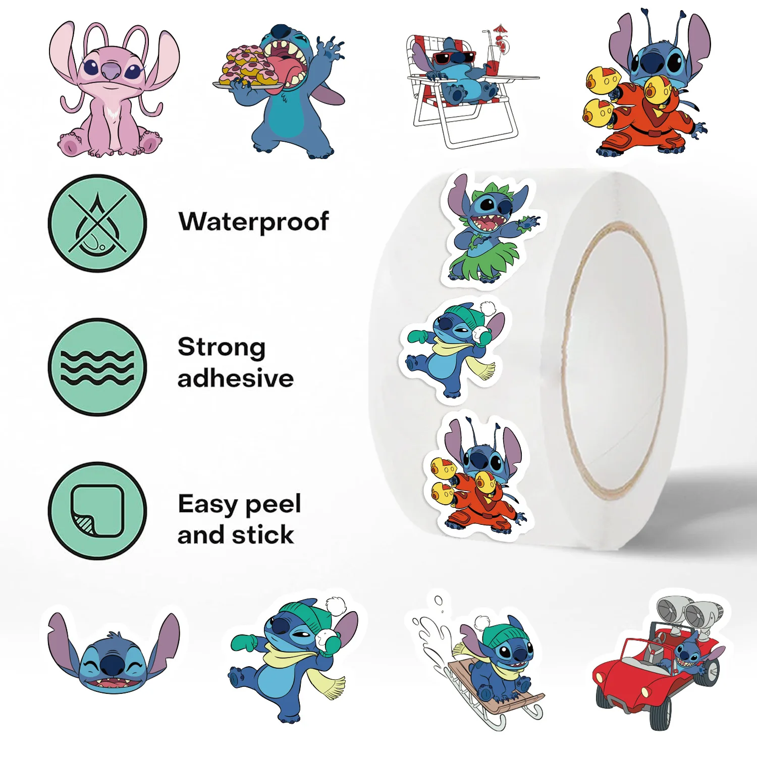 

500Pcs Stitch Stickers Cartoon Alien Roll Stickers Doodle Dee Decorative Cell Phone Stickers Gifts For Boys And Girls