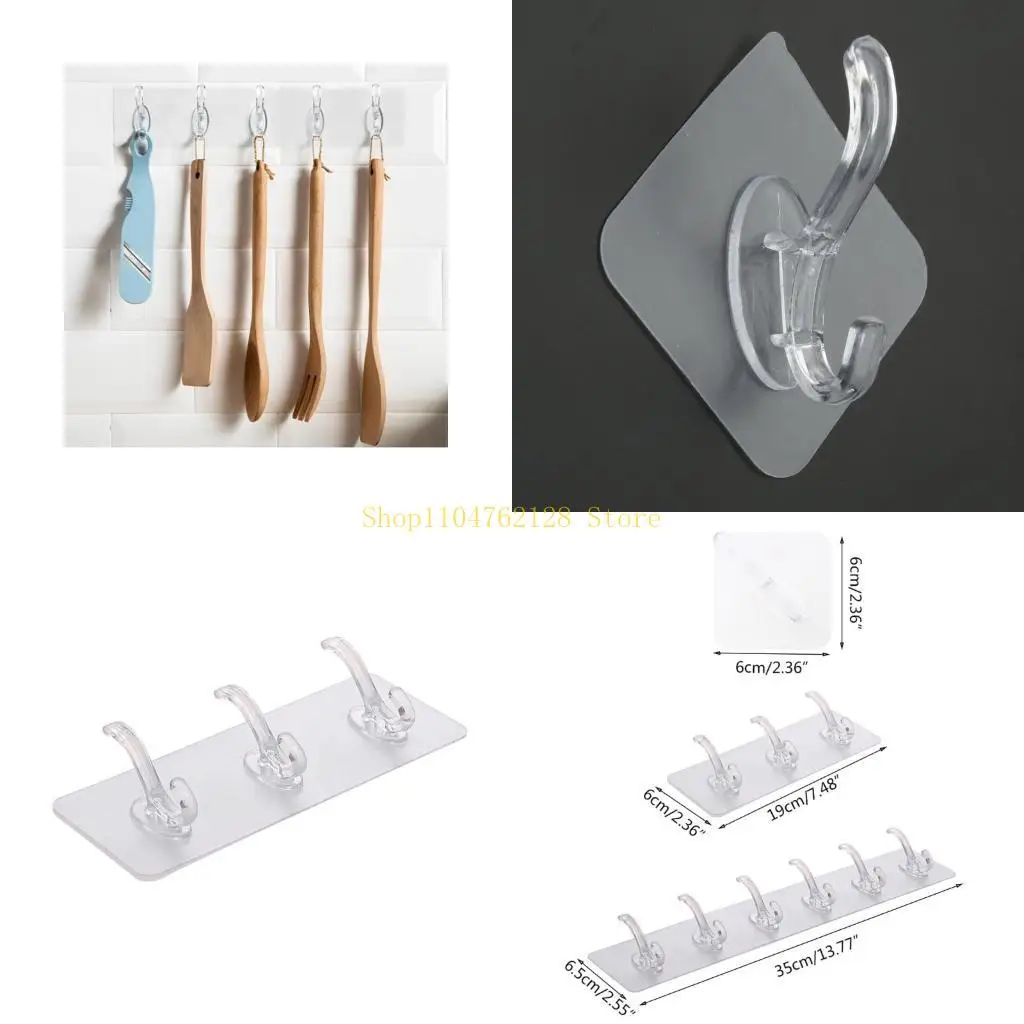 

Wall Hooks Transparent Reusable Traceless Hooks Waterproof Oilproof for Bathroom best sale
