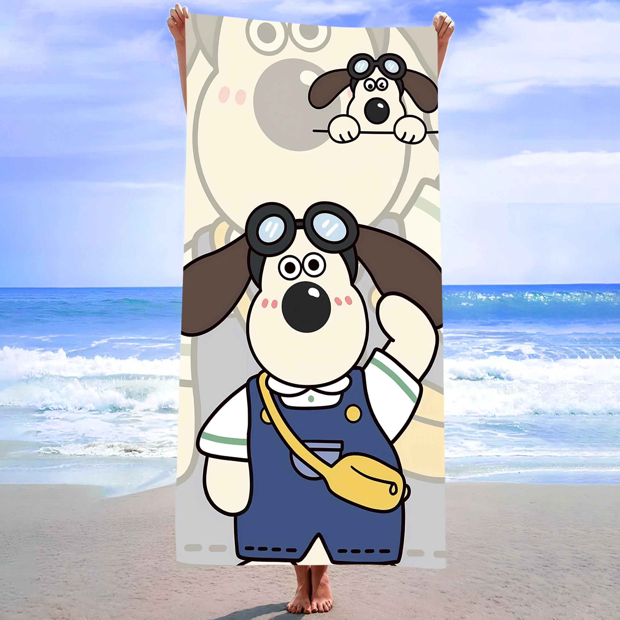 75x150cm Cute Cartoon Puppy Print Beach Towel Microfiber Bath Towel for Swimming Pool Travel Summer Holiday Kids Adult