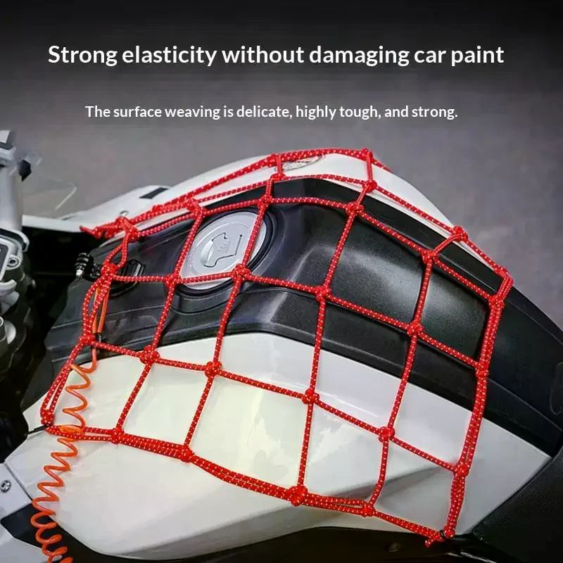 Motorcycle Helmet Cargo Net Night Reflective High Elasticity Easy Storage For Motorbike Ebike Bicycle Riding