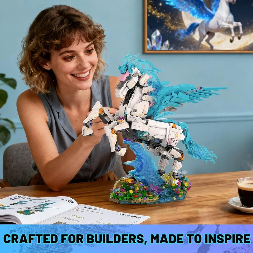 مجموعة فنية خيالية على شكل حيوانات مع ضوء، مجموعة بناء متقدمة للبالغين/النساء، هدية مثالية لعيد الميلاد وأعياد الميلاد وديكور المنزل -