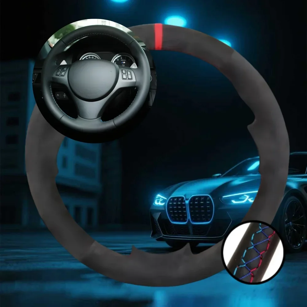 

Customized Car Steering Wheel Cover For BMW E90 E91 E92 E93 E87 E81 E82 E88 X1 Non-Slip Car Accessories Hand-sewn Steering Wrap