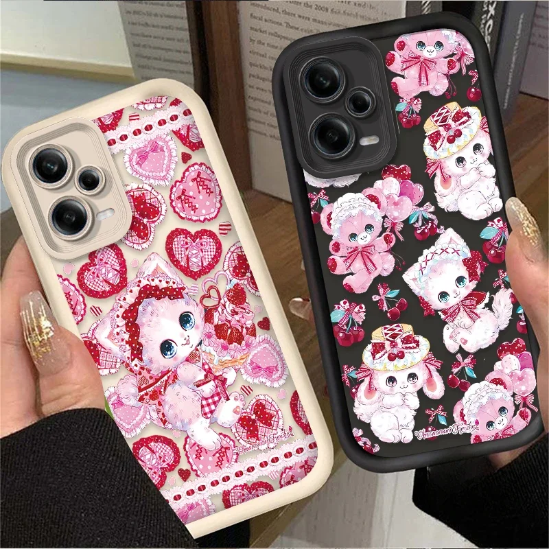 Lovely Lolita Cartoon Cat Case for Xiaomi Redmi Note 11 13 12 Pro Plus 4G 5G 11S 9S 10S 12S 10 9 Redmi 12C 14C 13C A3 12 Cover